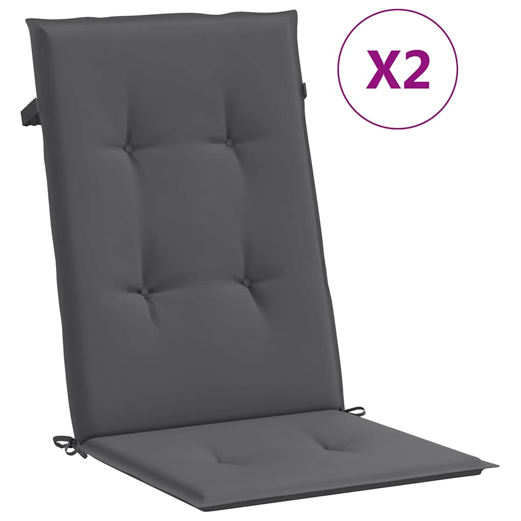 Vidaxl Garden Chair coussins dossier 2 PCS 120x50x3 cm Tissu anthracite
