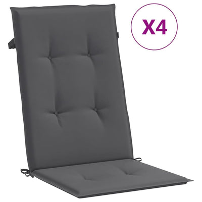Vidaxl Garden Chair coussins dossier 4 PCS 120x50x3 cm Tissu anthracite