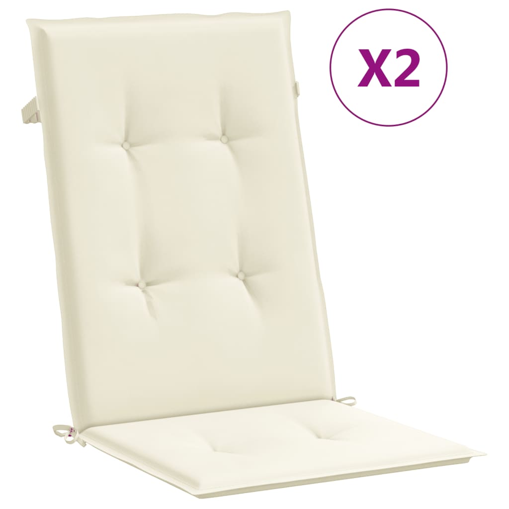 Coussins de chaise de jardin vidaxl 6 st dos haut 120x50x3 cm Crème de tissu -colore