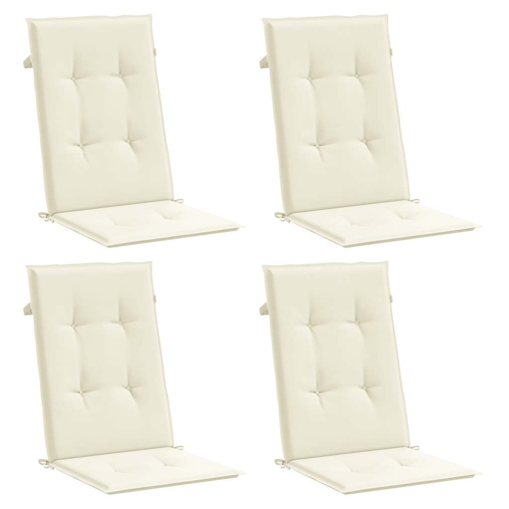 Coussins de chaise de jardin vidaxl 4 ST High arrière 120x50x3 cm Crème de tissu -colore