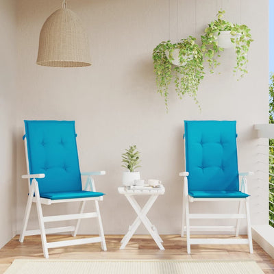 Vidaxl Garden Chair Cushions 2 ST High Back 120x50x3 cm Fabric bleu