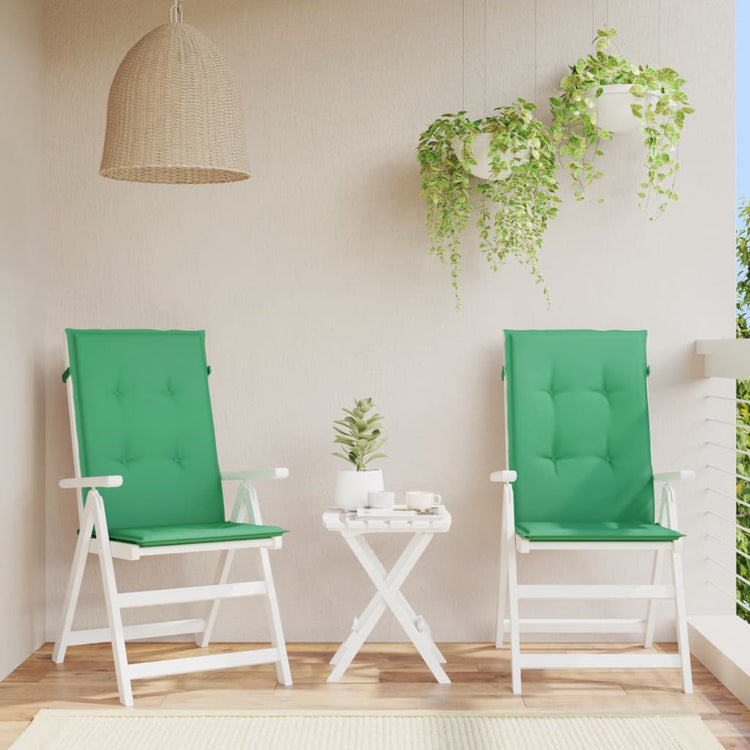 Vidaxl Garden Chair Cushions 2 ST HIGH Back 120x50x3 cm Tissu vert