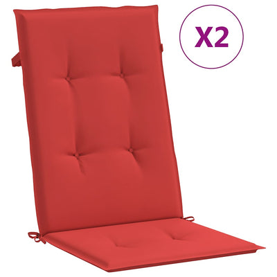 Coussins de chaise de jardin vidaxl 2 st dos haut 120x50x3 cm Red