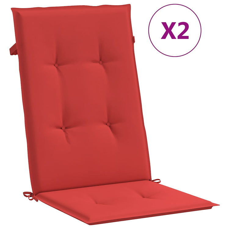 Coussins de chaise de jardin vidaxl 2 st dos haut 120x50x3 cm Red