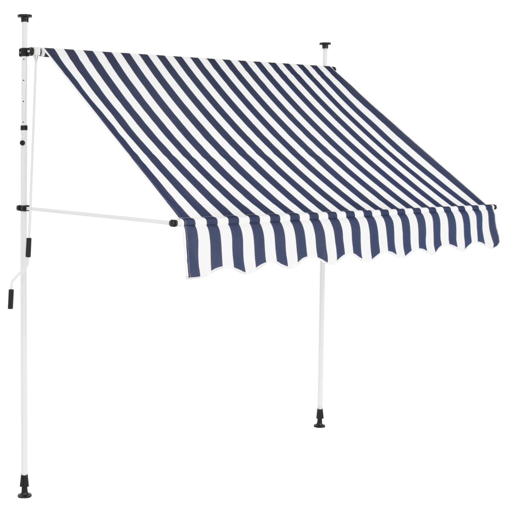 Vidaxl Luifel étend manuellement les rayures bleues et blanches de 150 cm