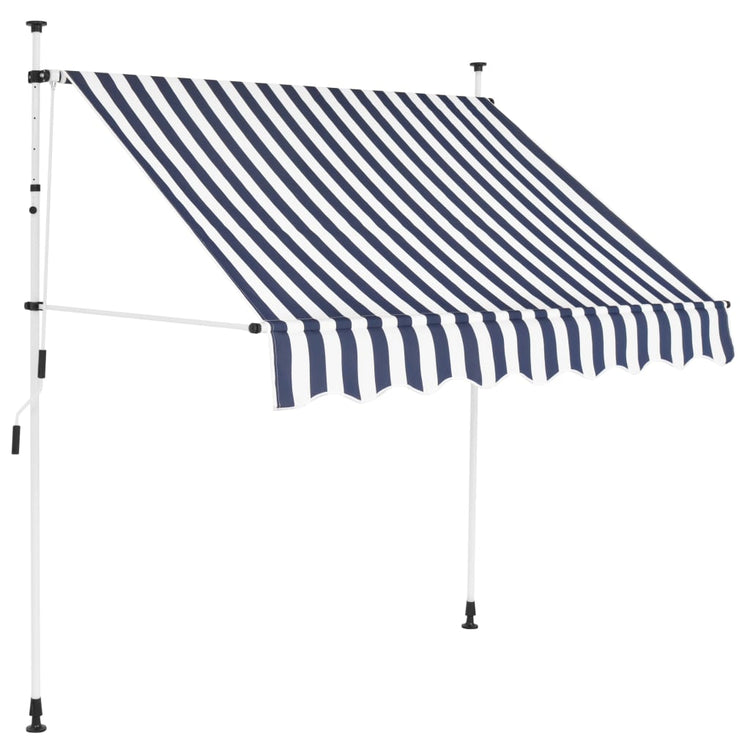 Vidaxl Luifel étend manuellement les rayures bleues et blanches de 150 cm