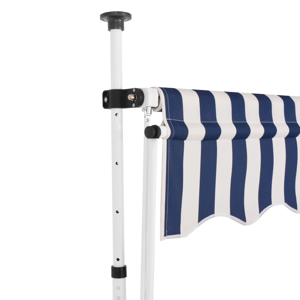 Vidaxl Luifel étend manuellement les rayures bleues et blanches de 150 cm
