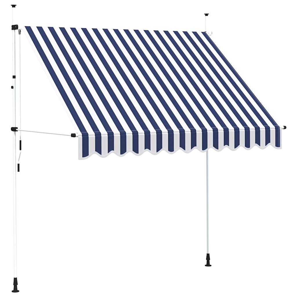 Vidaxl Luifel étend manuellement les rayures bleues et blanches de 250 cm