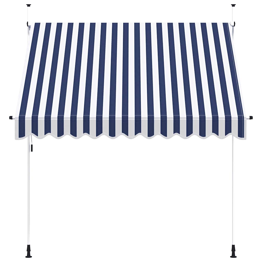 Vidaxl Luifel étend manuellement les rayures bleues et blanches de 250 cm