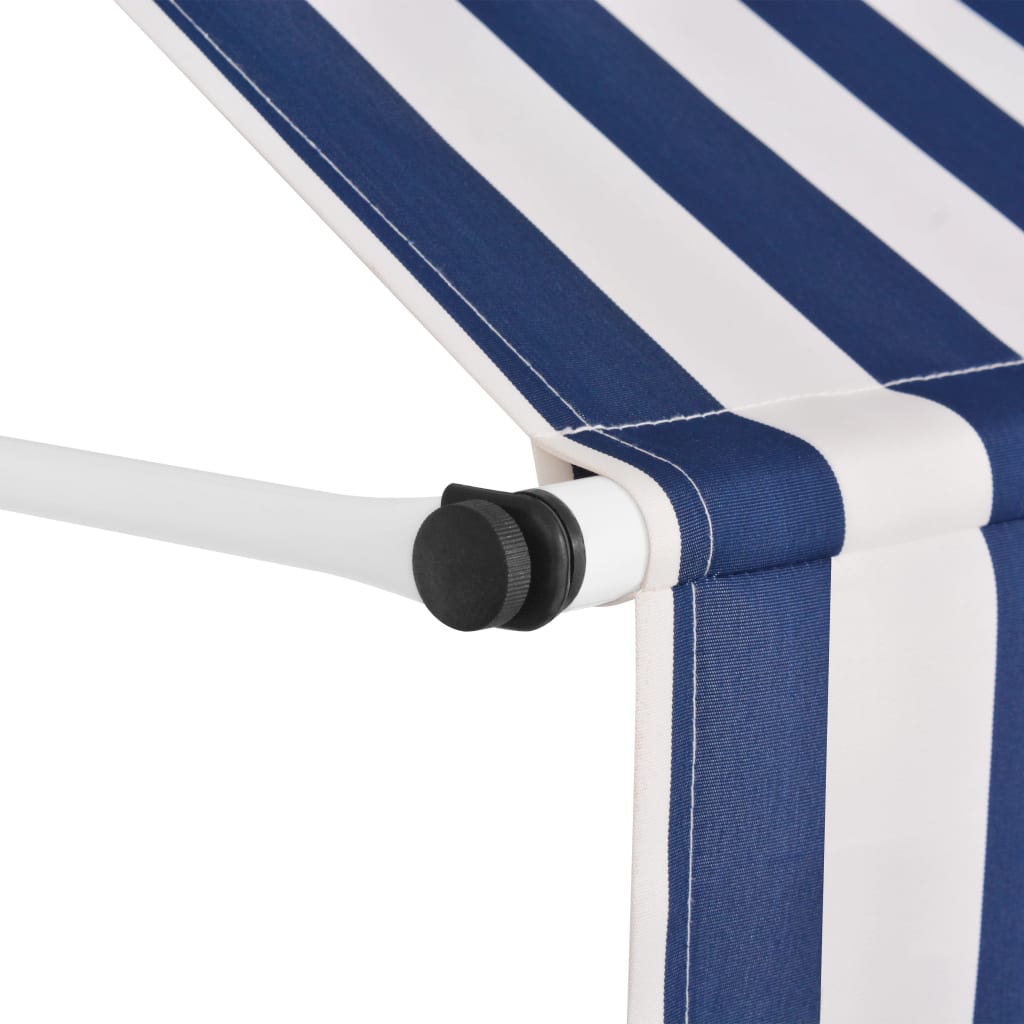 Vidaxl Luifel étend manuellement les rayures bleues et blanches de 400 cm