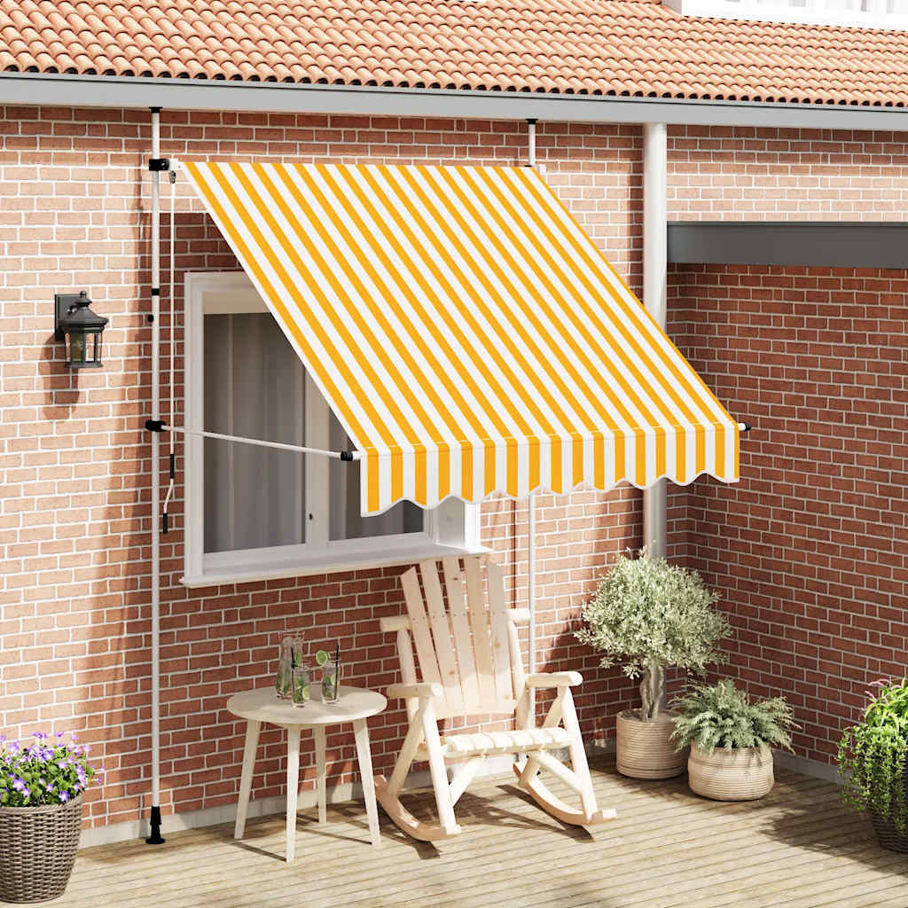 Vidaxl Luifel étend manuellement les rayures orange et blanches de 200 cm