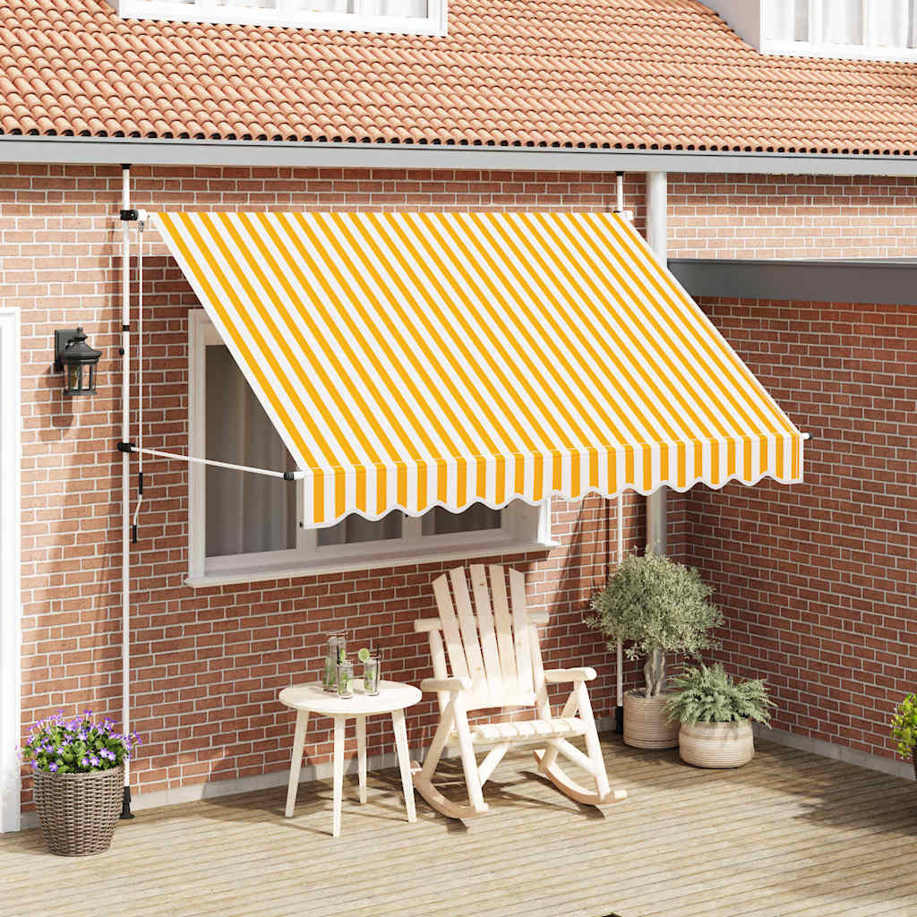 Vidaxl Luifel étend manuellement les rayures orange et blanches de 300 cm