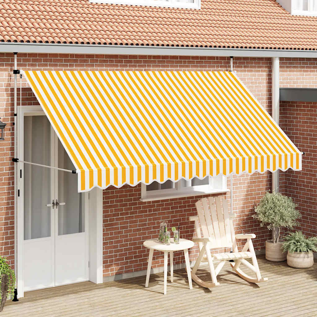 Vidaxl Luifel étend manuellement les rayures orange et blanches de 350 cm