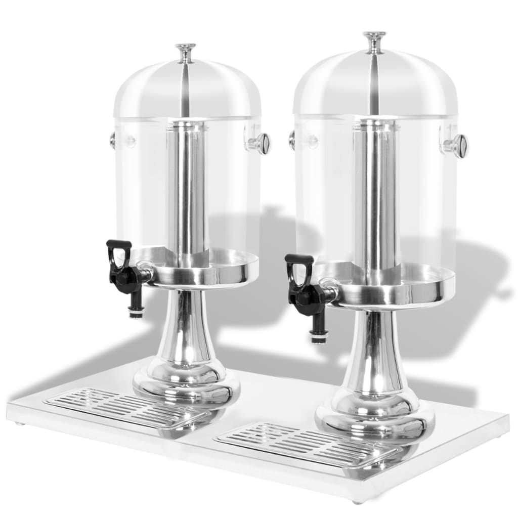 Vidaxl double sapdistenser en acier inoxydable 2x8 L
