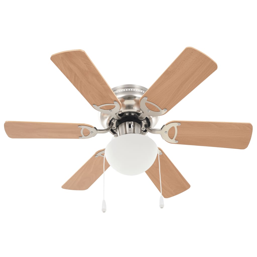 Ventilateur de plafond Vidaxl avec lampe 82 cm brun clair