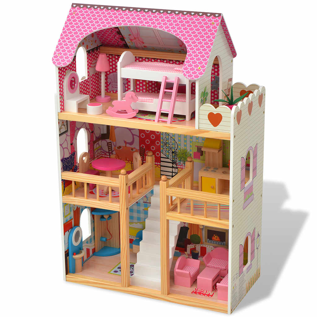 Vidaxl Poppenhuis 3 étages 60x30x90 cm bois