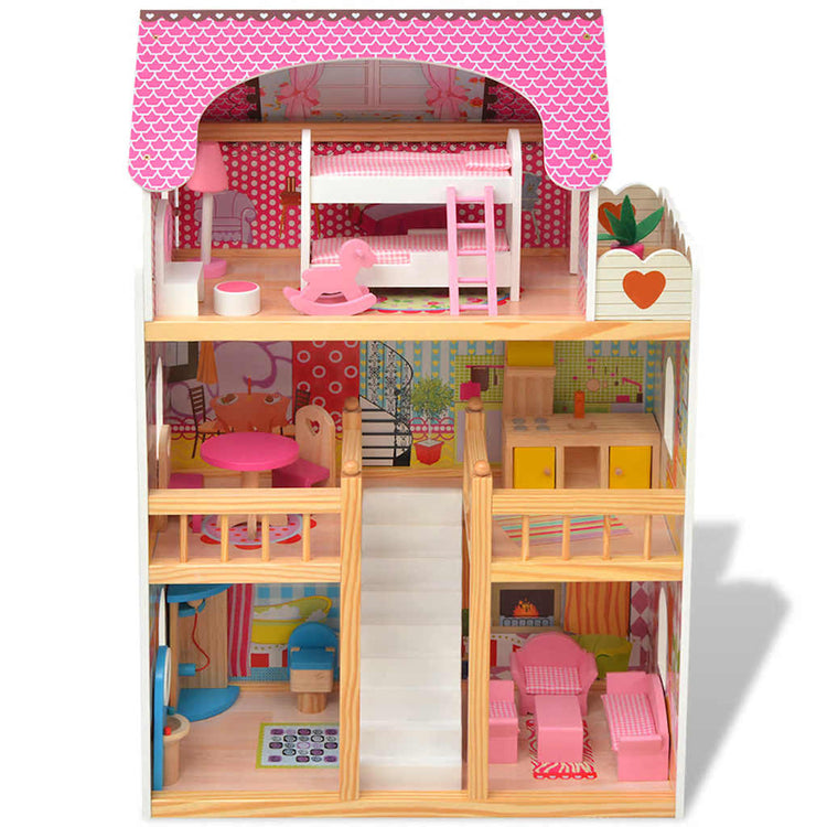 Vidaxl Poppenhuis 3 étages 60x30x90 cm bois