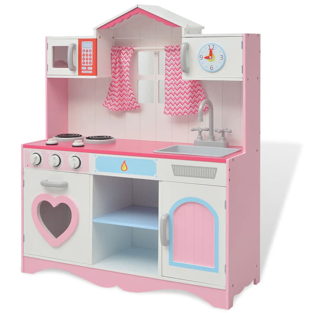 Vidaxl Toy Kitchen Pink and White 82x30x100 cm Bois