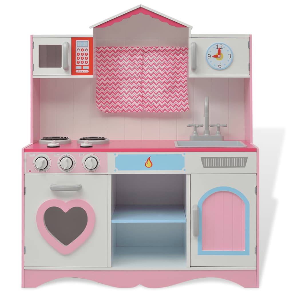 Vidaxl Toy Kitchen Pink and White 82x30x100 cm Bois