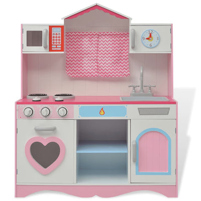 Vidaxl Toy Kitchen Pink and White 82x30x100 cm Bois
