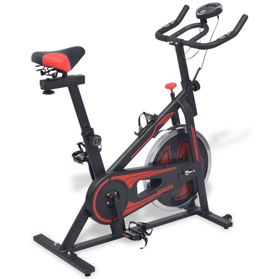 Vélo d'exercice vidaxl avec capteurs de fréquence cardiaque noirs et rouges