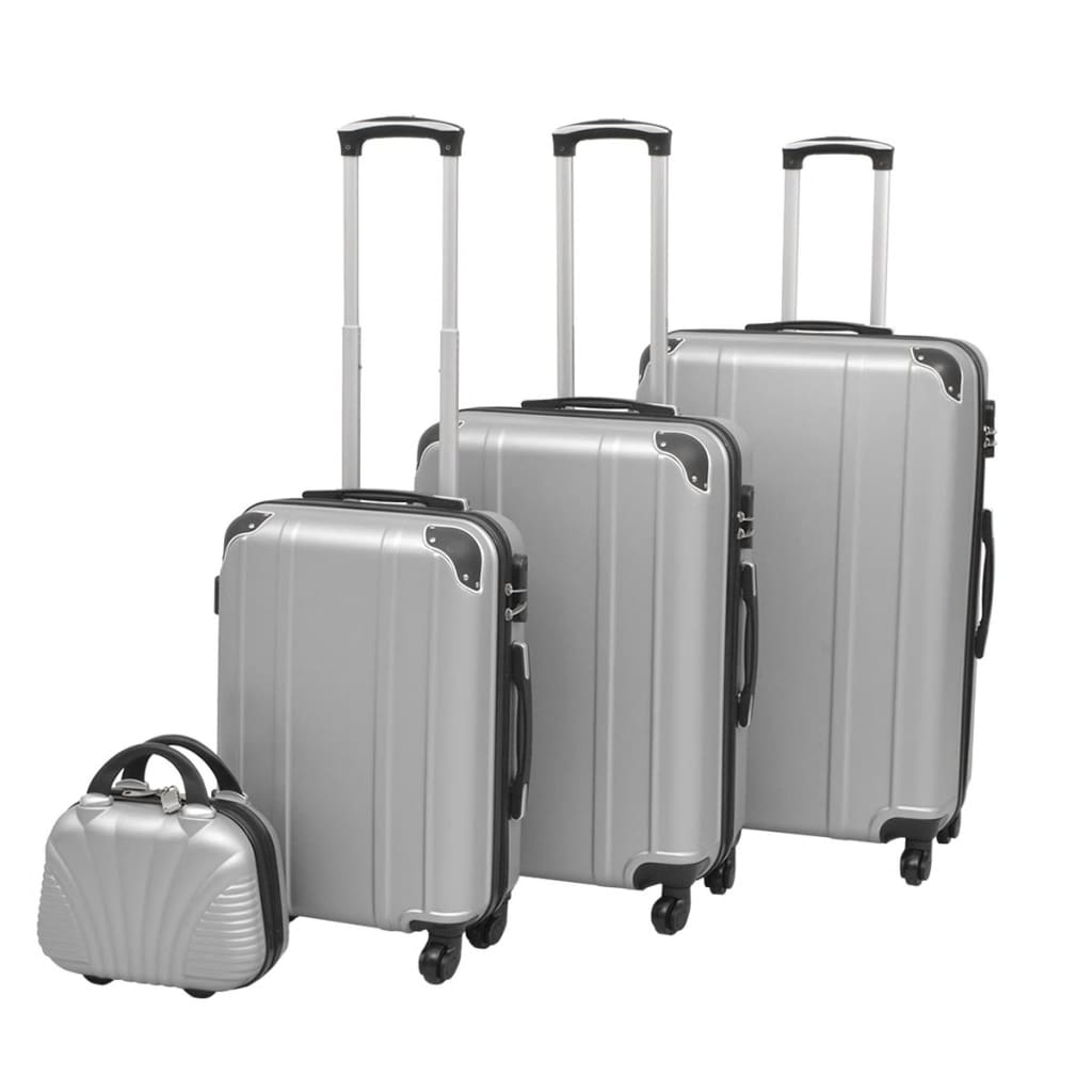 Vidaxl Hard Rolling Case Silt Silver 4-DLG