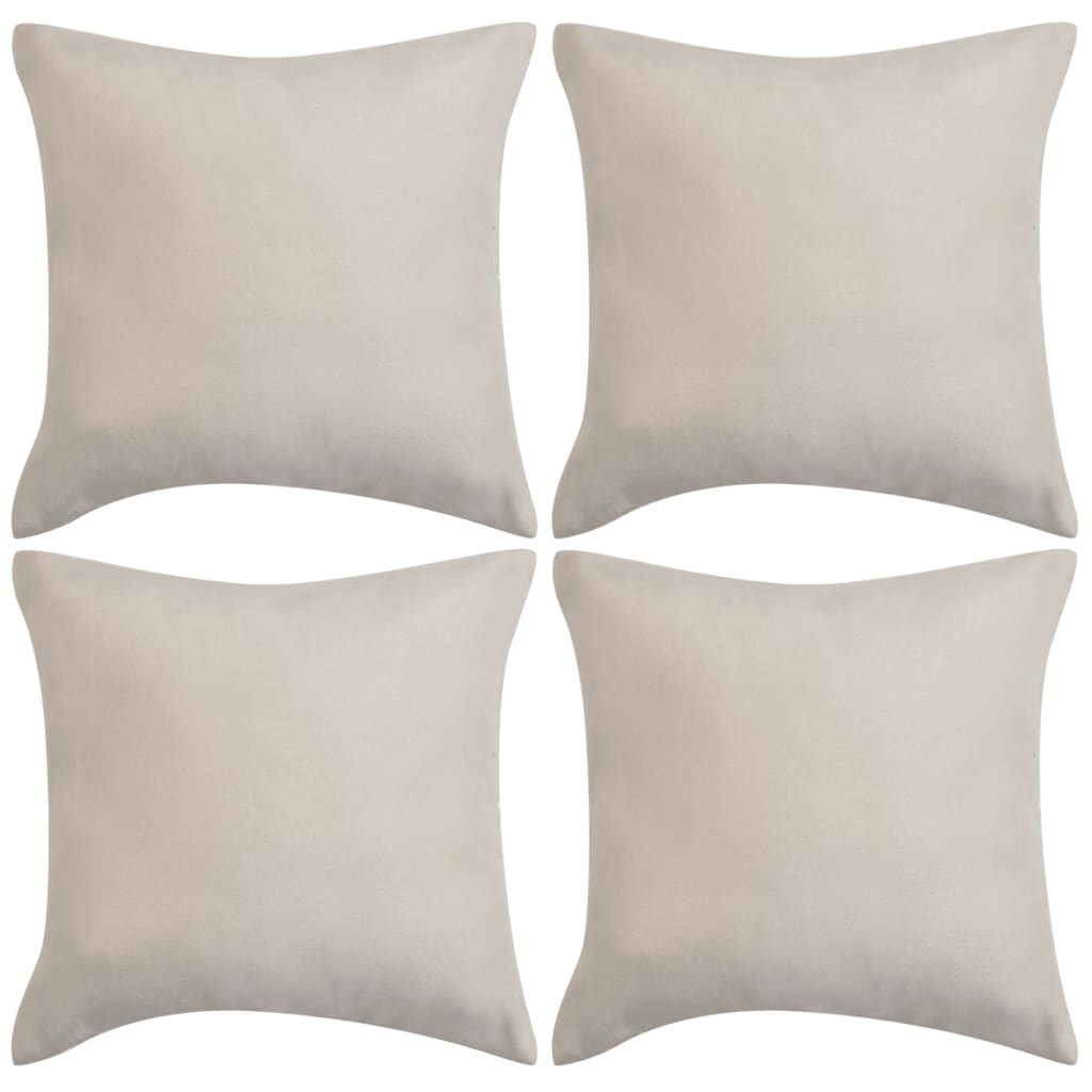 Coussin vidaxl couvre 4 pièces imitation beige suédure 40x40 cm polyester