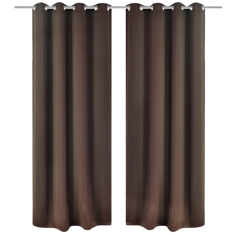Rideaux vidaxl avec anneaux métalliques occluls 135x175 brun 2 pcs