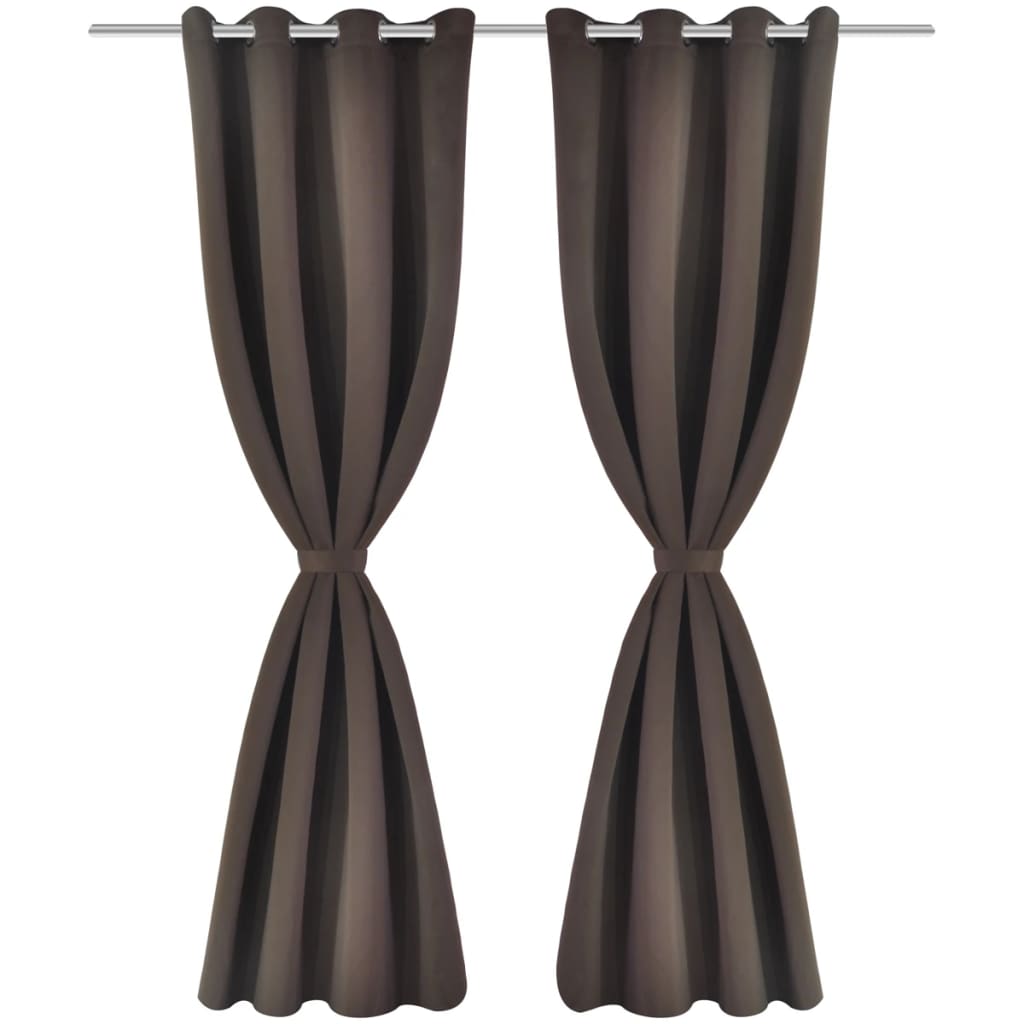 Rideaux vidaxl avec anneaux métalliques occluls 135x175 brun 2 pcs