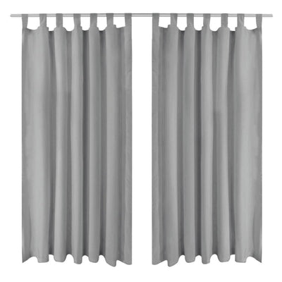 Vidaxl Micro-satin rideaux avec boucles 140x175 cm gris 2 pcs
