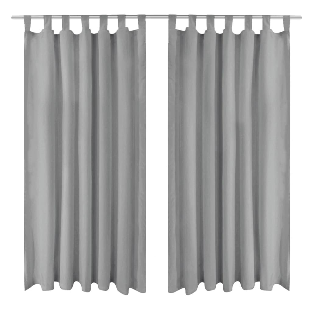 Vidaxl Micro-satin rideaux avec boucles 140x225 cm Gris 2 PCS