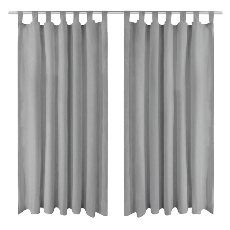 Vidaxl Micro-satin rideaux avec boucles 140x225 cm Gris 2 PCS