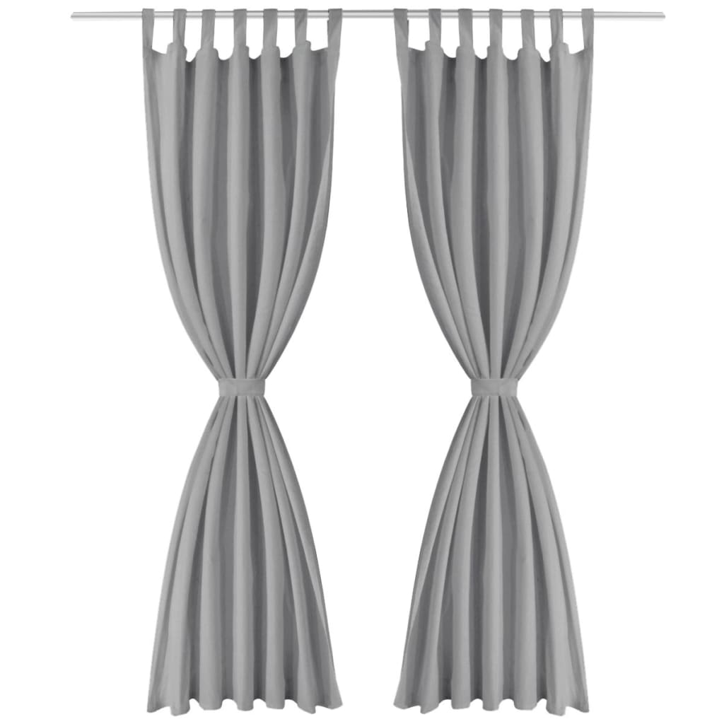 Vidaxl Micro-satin rideaux avec boucles 140x225 cm Gris 2 PCS