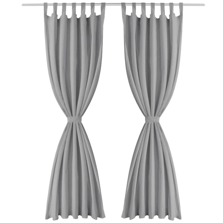 Vidaxl Micro-satin rideaux avec boucles 140x225 cm Gris 2 PCS