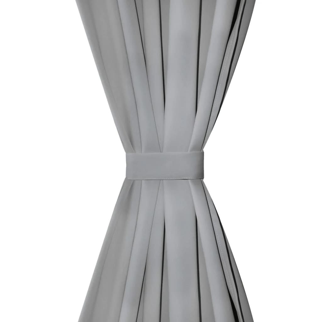 Vidaxl Micro-satin rideaux avec boucles 140x225 cm Gris 2 PCS