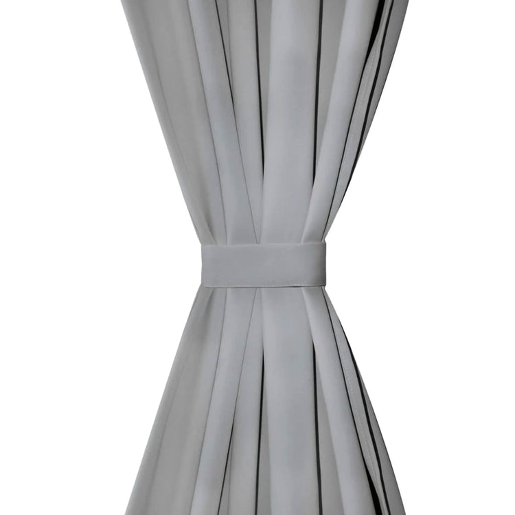Vidaxl Micro-satin rideaux avec boucles 140x225 cm Gris 2 PCS