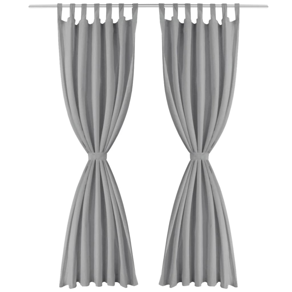 Vidaxl Micro-satin rideaux avec boucles 140x245 cm Gray 2 STS