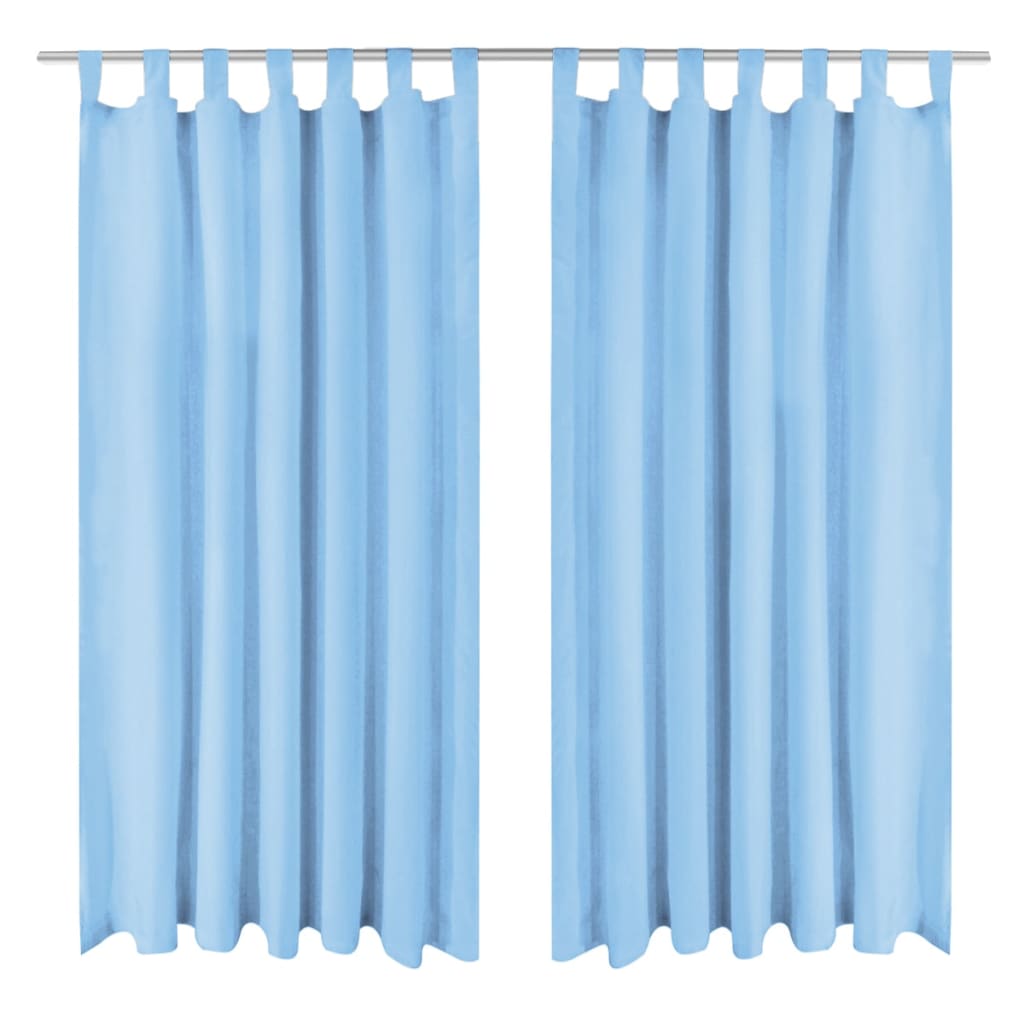 Vidaxl Micro-satin Rideaux avec boucles 140x175 cm turquoise 2 sts