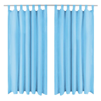 Vidaxl Micro-satin Rideaux avec boucles 140x225 cm turquoise 2 STS