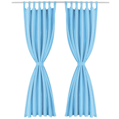Vidaxl Micro-satin Rideaux avec boucles 140x225 cm turquoise 2 STS