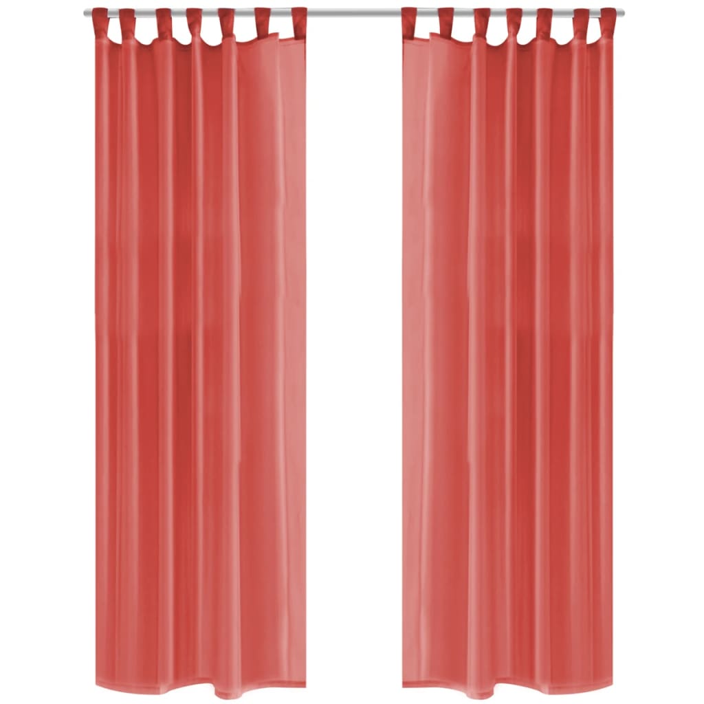 Vidaxl rideaux voile 140x225 cm rouge 2 pcs
