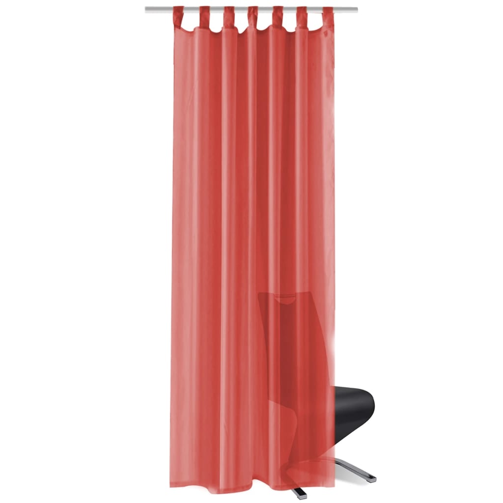 Vidaxl rideaux voile 140x225 cm rouge 2 pcs