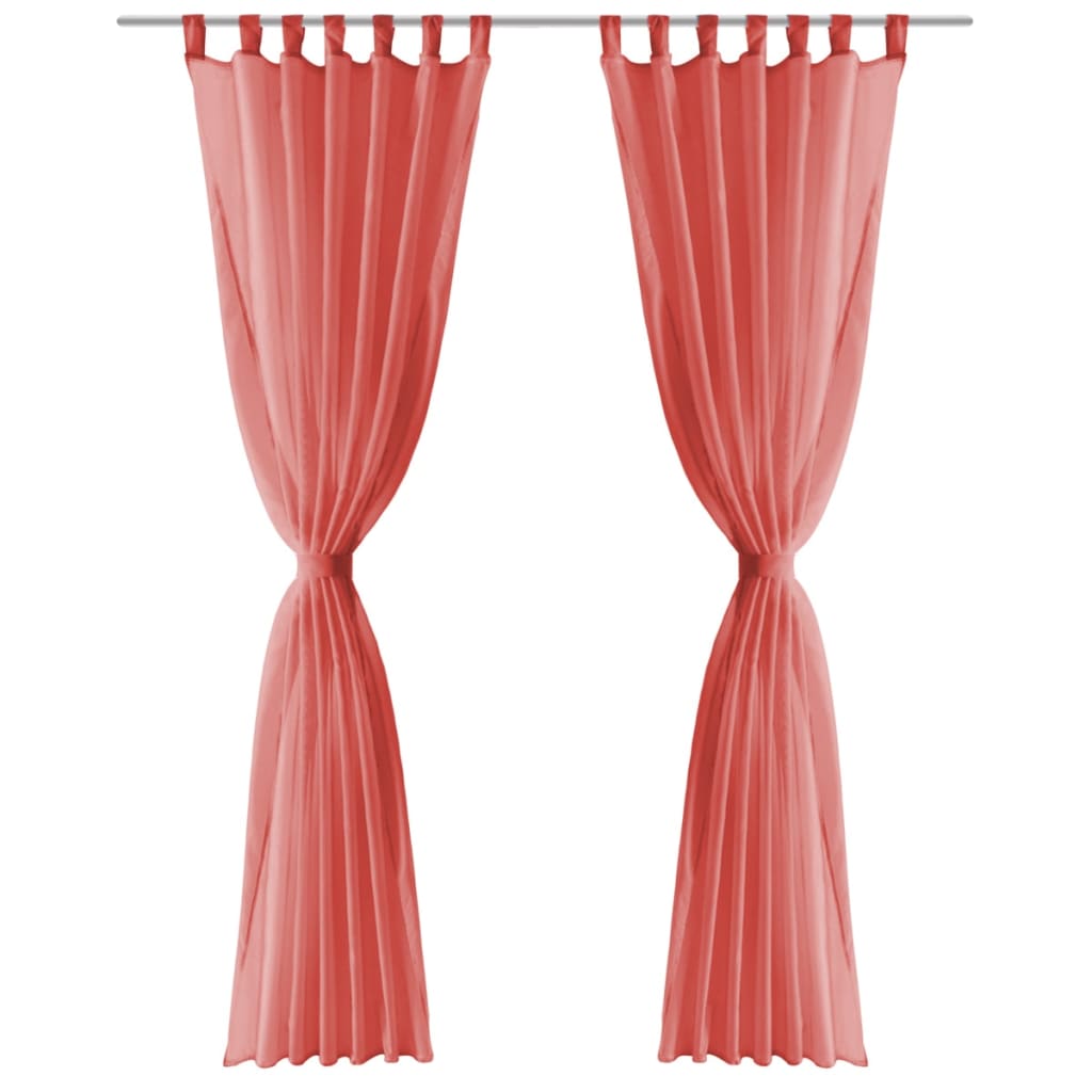Vidaxl rideaux voile 140x225 cm rouge 2 pcs