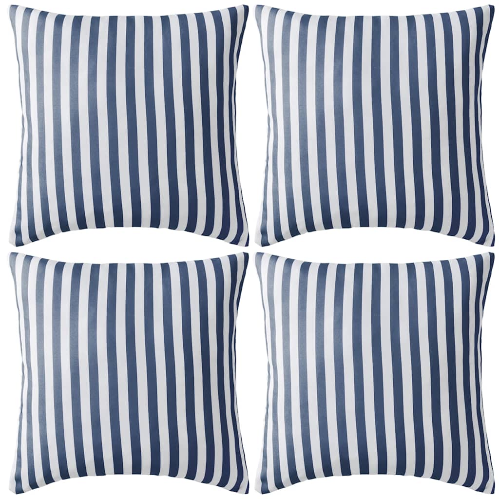 Vidaxl Coussins d'extérieur 45x45 cm Bleu marine à rayures 4 PCS