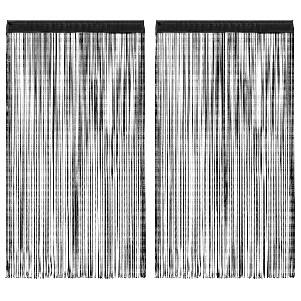 Rideaux de fil vidaxl 2 pcs 100x250 cm noir