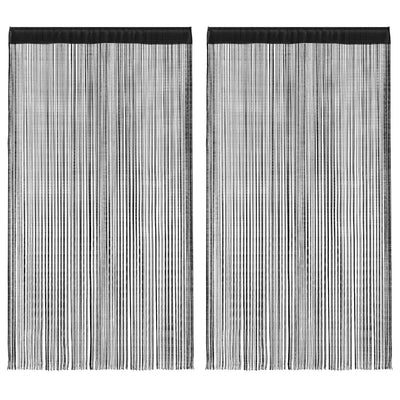 Rideaux de fil vidaxl 2 pcs 100x250 cm noir
