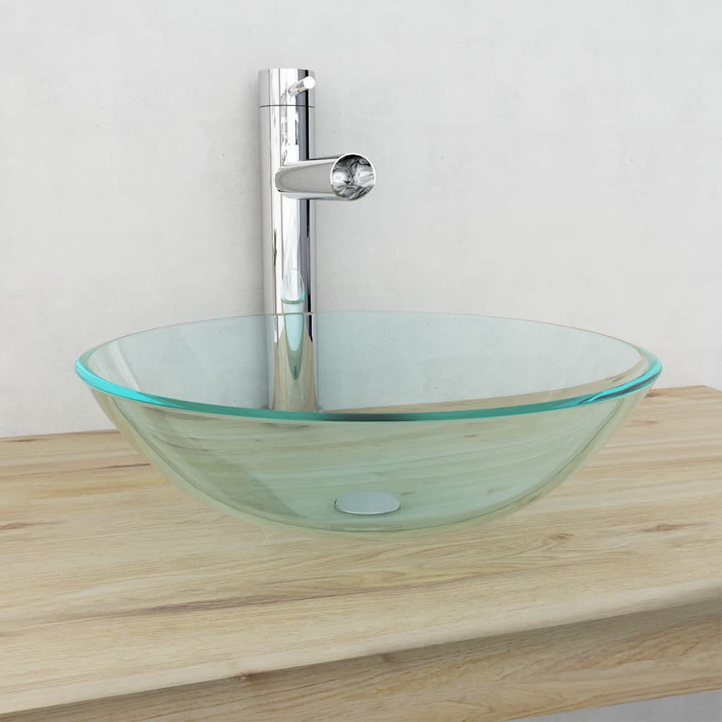 Vidaxl Verre durcie de lavabo 42 cm Transparent