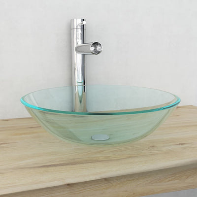 Vidaxl Verre durcie de lavabo 42 cm Transparent