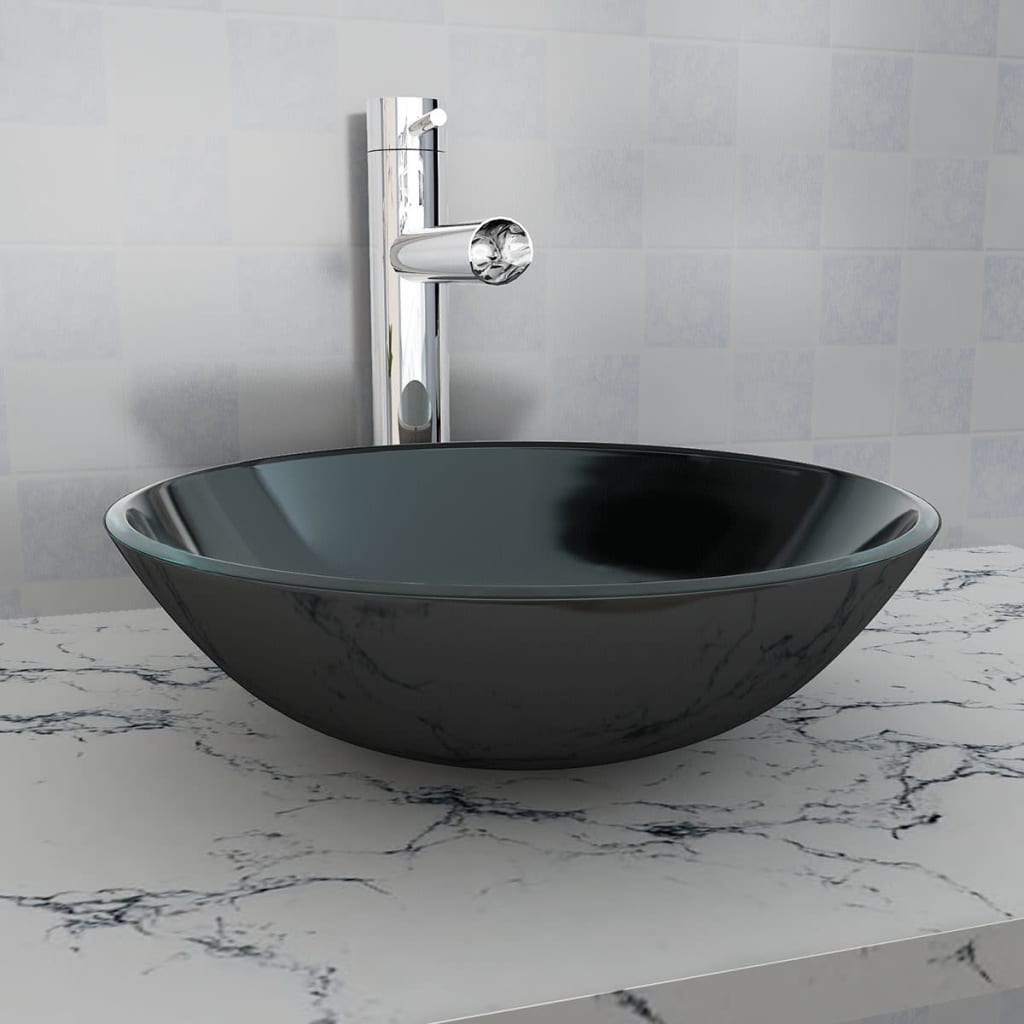 Vidaxl Verre durcie en verre durci 42 cm noir