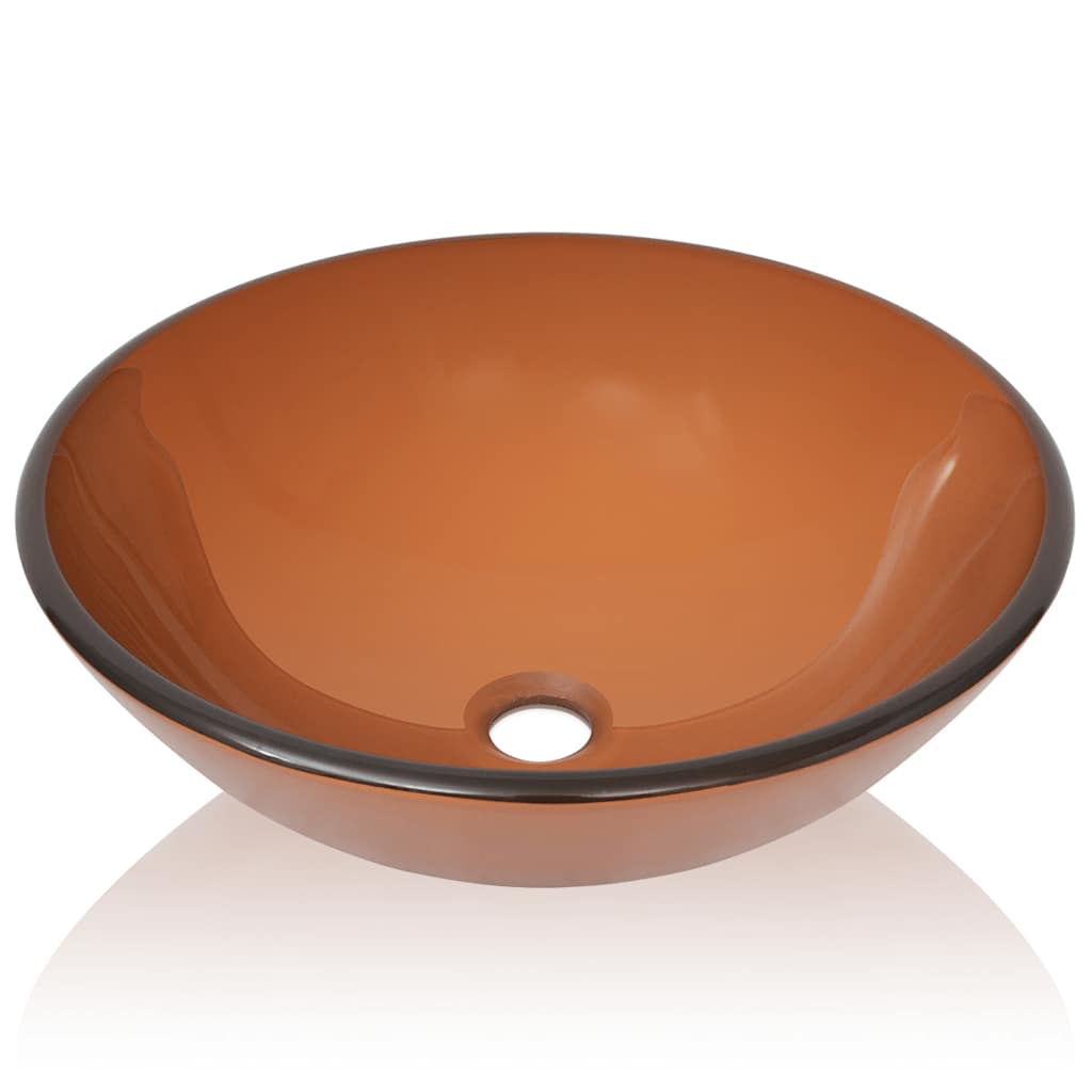 Vidaxl Verre durcie du lavabo 42 cm brun